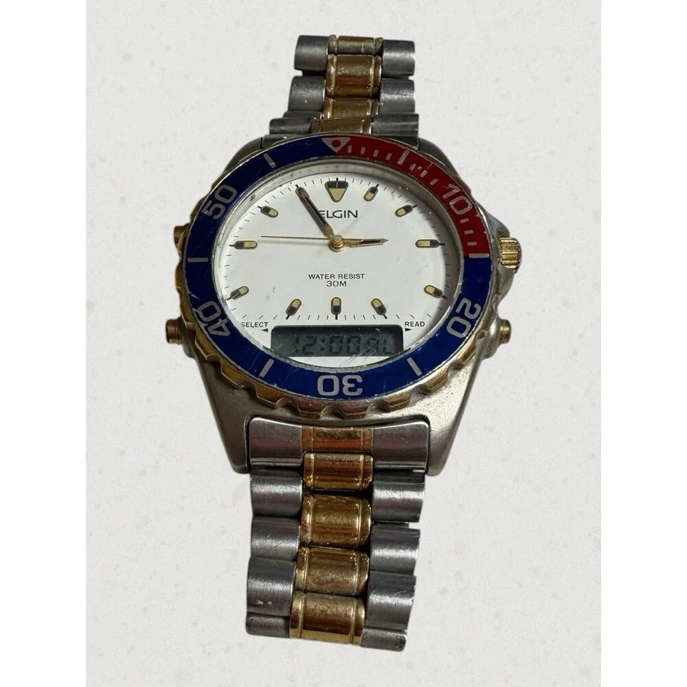 Vintage Elgin Gold Two Toned Wristwatch Half Working